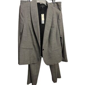 Talbots Womens Gray Wool Blend Two-Piece Suit Blazer & Pants Size 16W